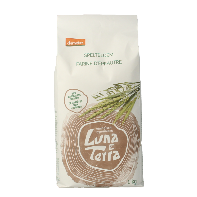 Luna E Terra Demeter organic spelt flower in 1kg bag, suitable for baking and baking mixes, natural and high quality.