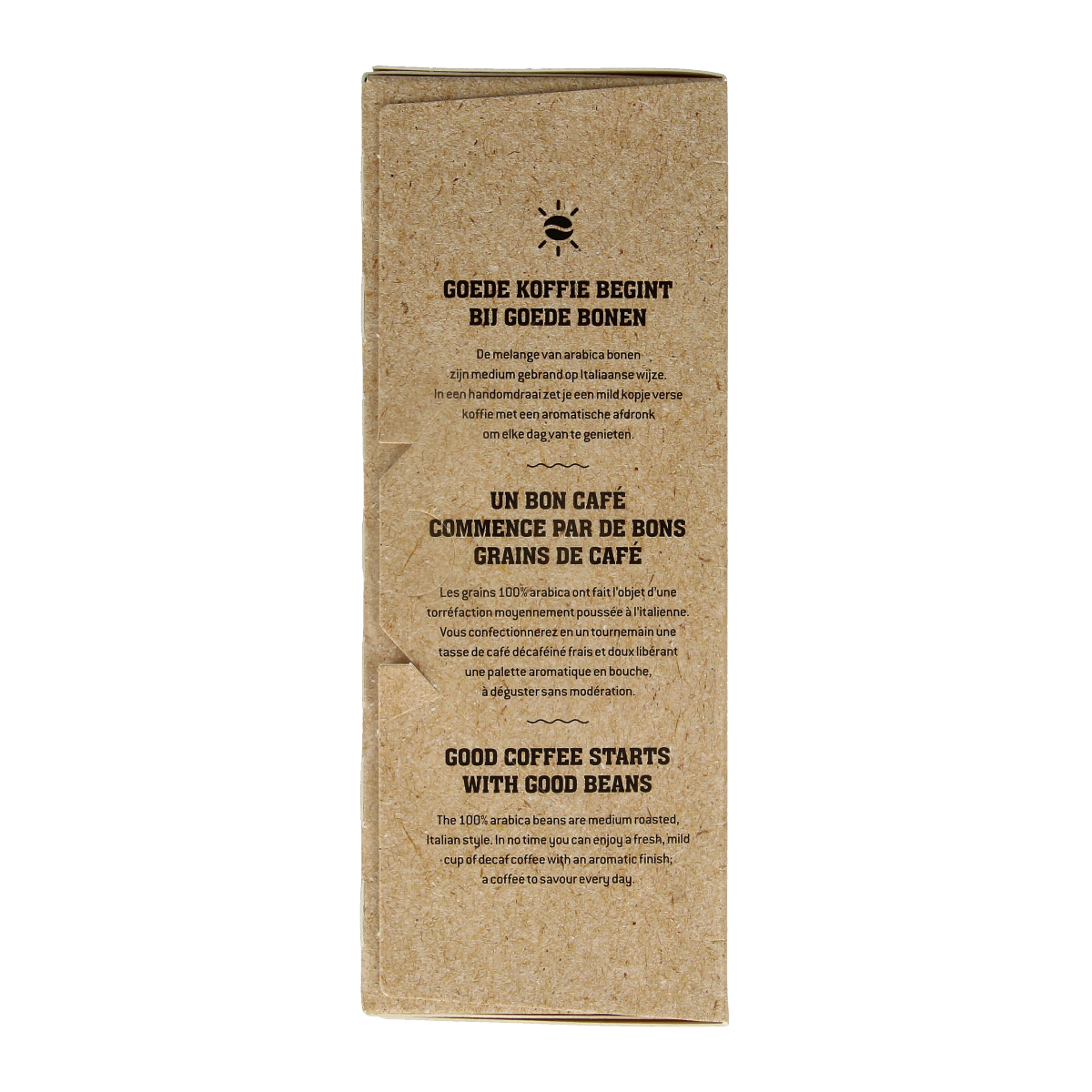 Biocafe Decafe coffee capsules, 20-pack, organic coffee capsules for brewing, with eco-friendly bio branding and packaging.