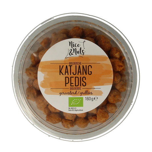 Roasted organic peanut snacks with crispy spicy peanuts from Nice & Nuts in a 160g package