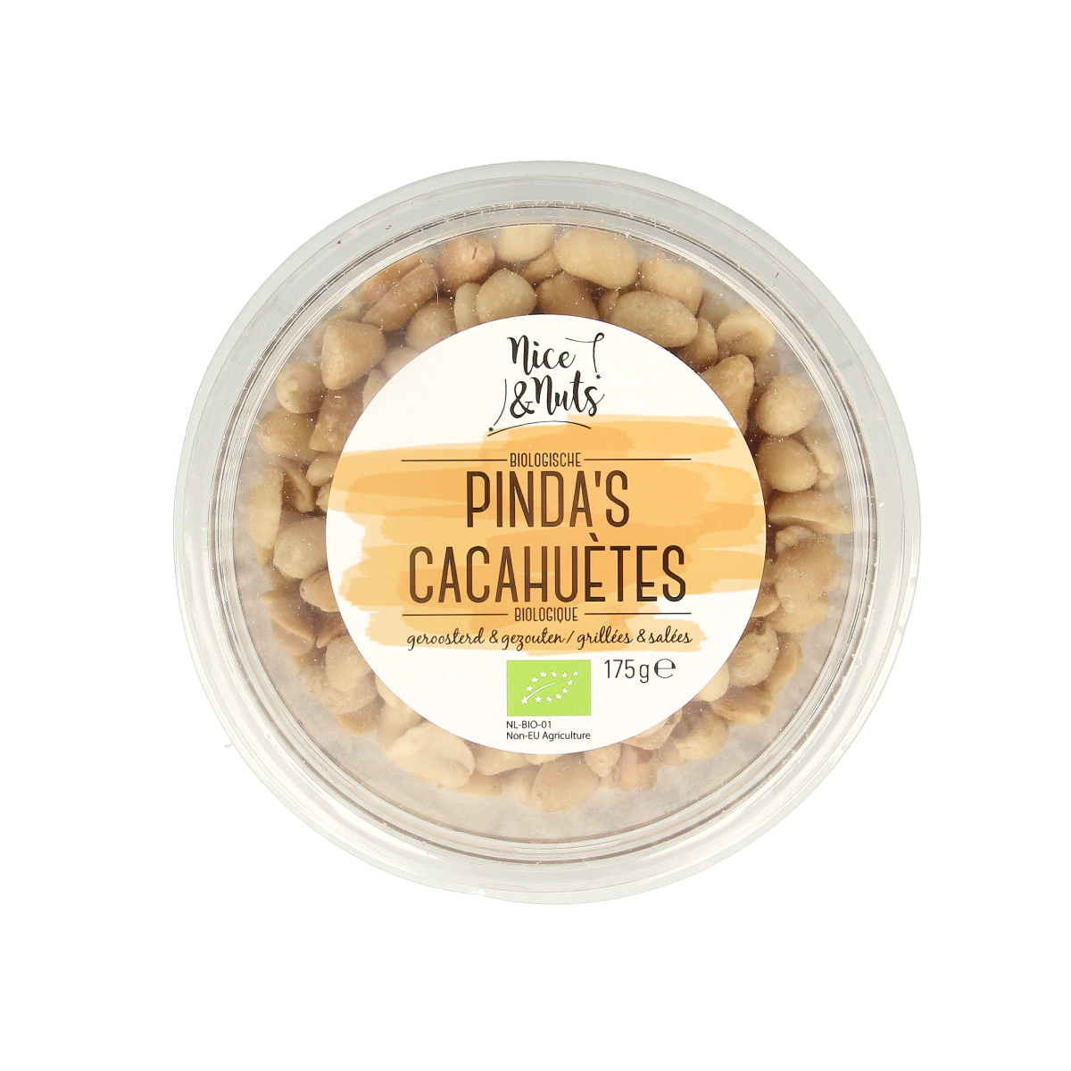 Roasted salted organic peanut nuts from Nice & Nuts, raw superfoods in a 175g package, shown in the image.