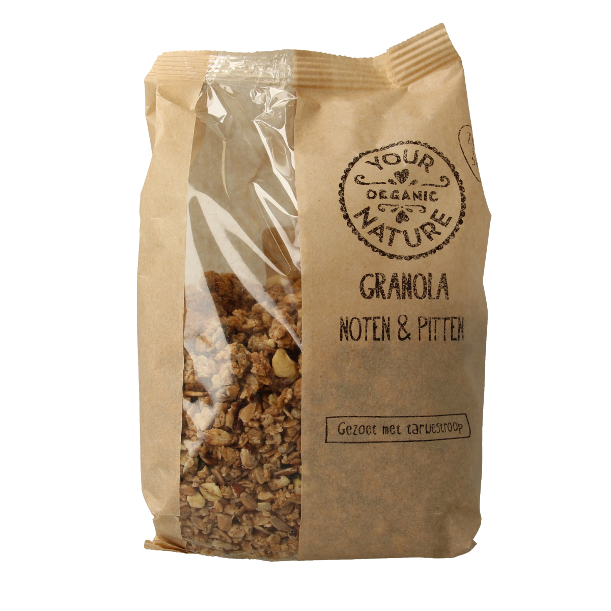 Organic Your Organic Nature breakfast granola with nuts and seeds in a 375g pack, featuring a mix of crunchy oats, nuts, and seeds.