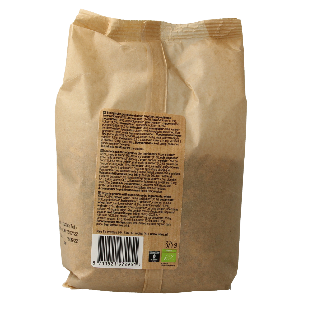 Organic Your Organic Nature granola with nuts and seeds in a 375g package, perfect for a healthy breakfast.