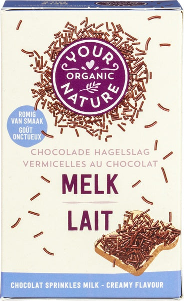 Your Organic Nature organic chocolate sprinkles (hagelslag) on bread, 225g, natural broodbeleg with colorful chocolate pieces