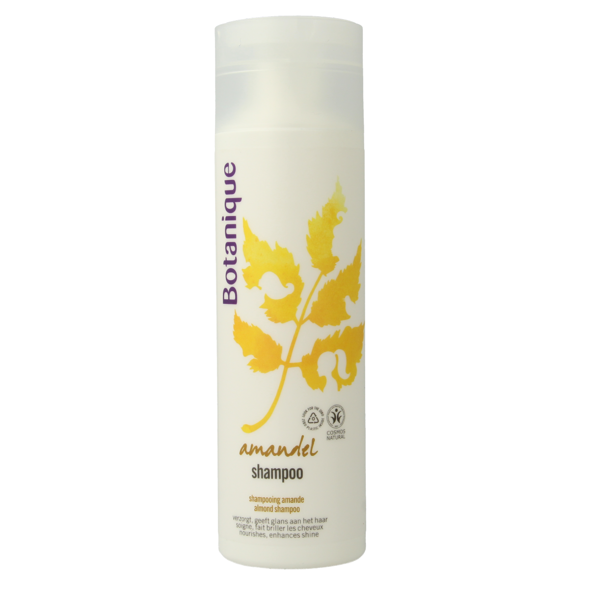 Botanique Amandel Shampoo for hair care, 200ml bottle, natural ingredients, suitable for nourishing and gentle cleansing.