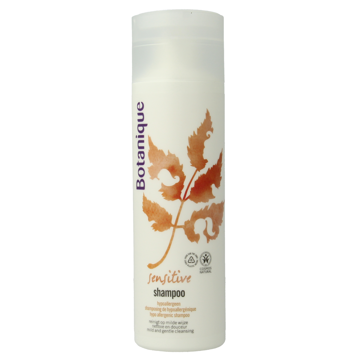 Botanique Shampoo Sensitive 200ml bottle, gentle hair care product with natural ingredients for sensitive scalp.