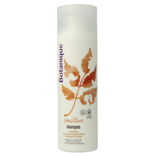 Botanique Shampoo Sensitive 200ml bottle, gentle hair care product with natural ingredients for sensitive scalp.