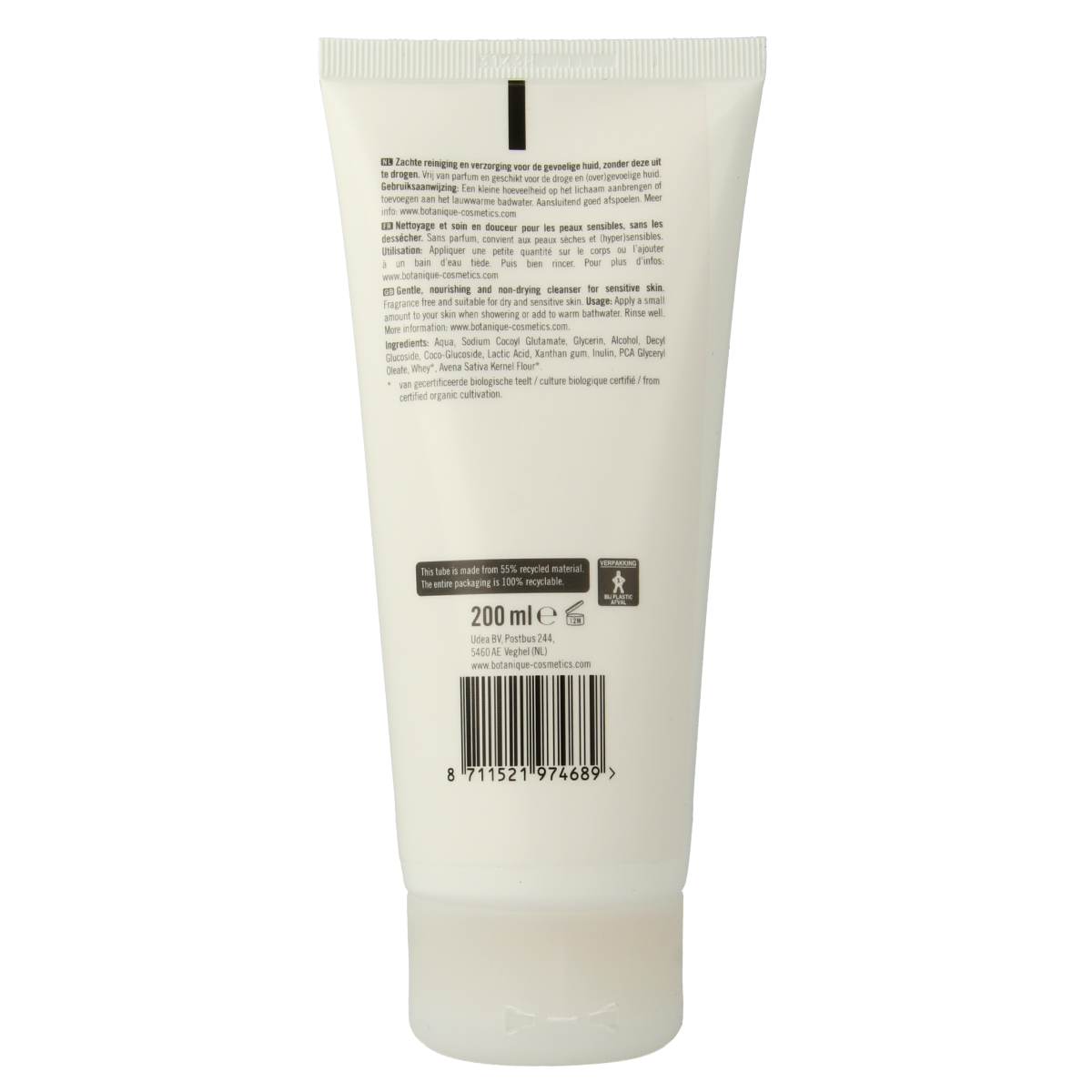 Botanique Sensitive Body Wash and Douchegel in 200ml bottle, gentle for sensitive skin, natural body care product.