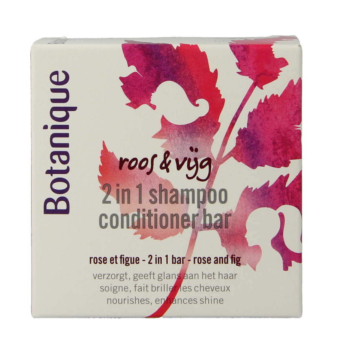 Botanique 2-in-1 shampoo conditioner bar with roo and fig, 100g, natural hair care product in a rectangular bar