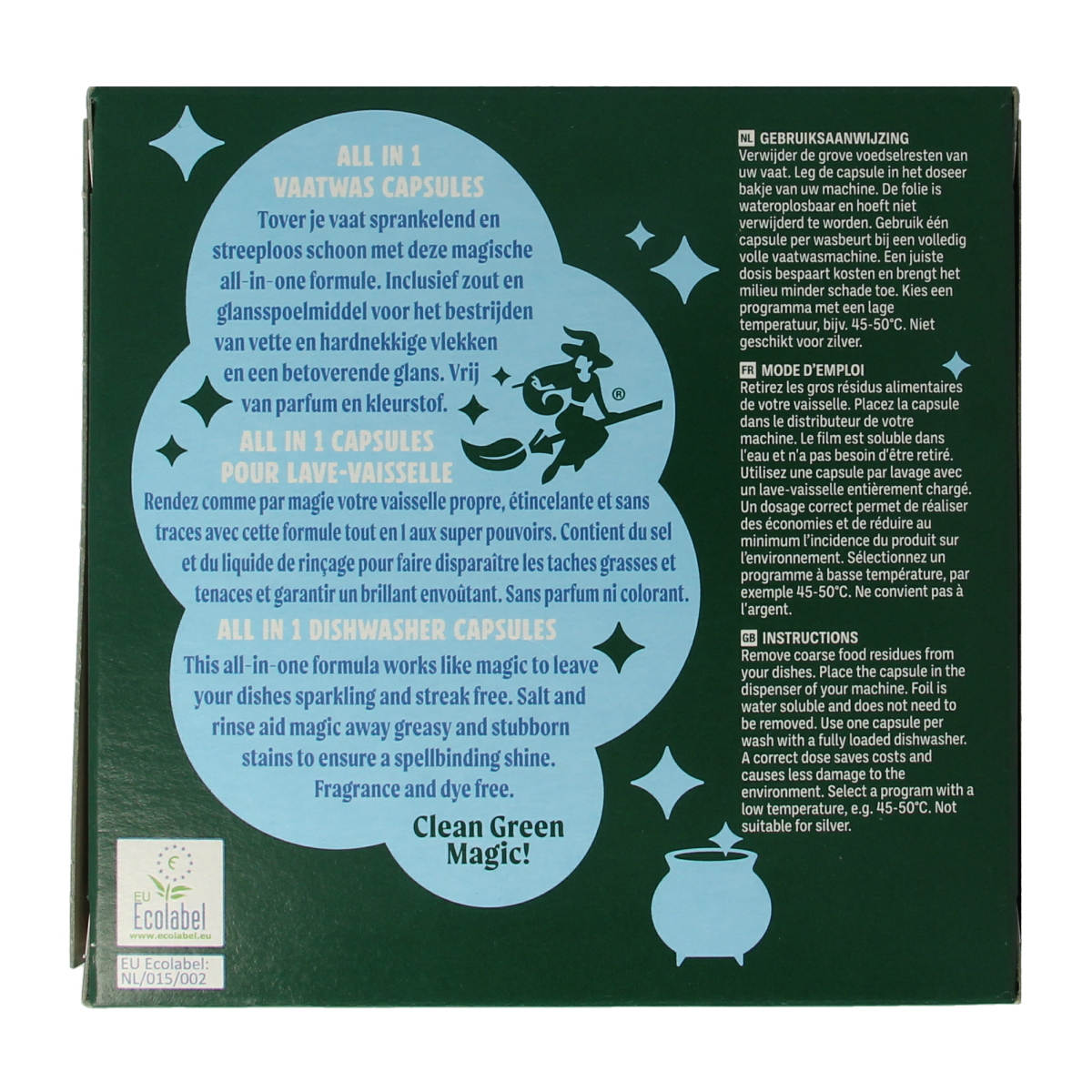 The Good Witch dishwashing tablets, 25-count pack, biodegradable and effective for cleaning dishes in a natural way.