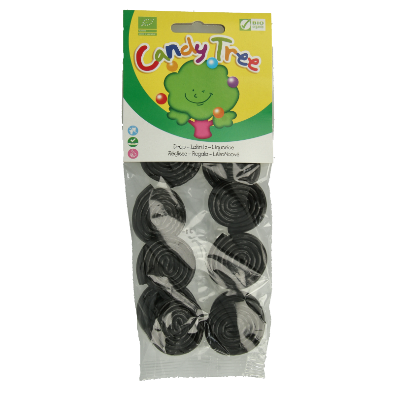 Candy Tree Dropjojo's bio snoepgoed in a 100 gram package, colorful candies with a playful appearance.