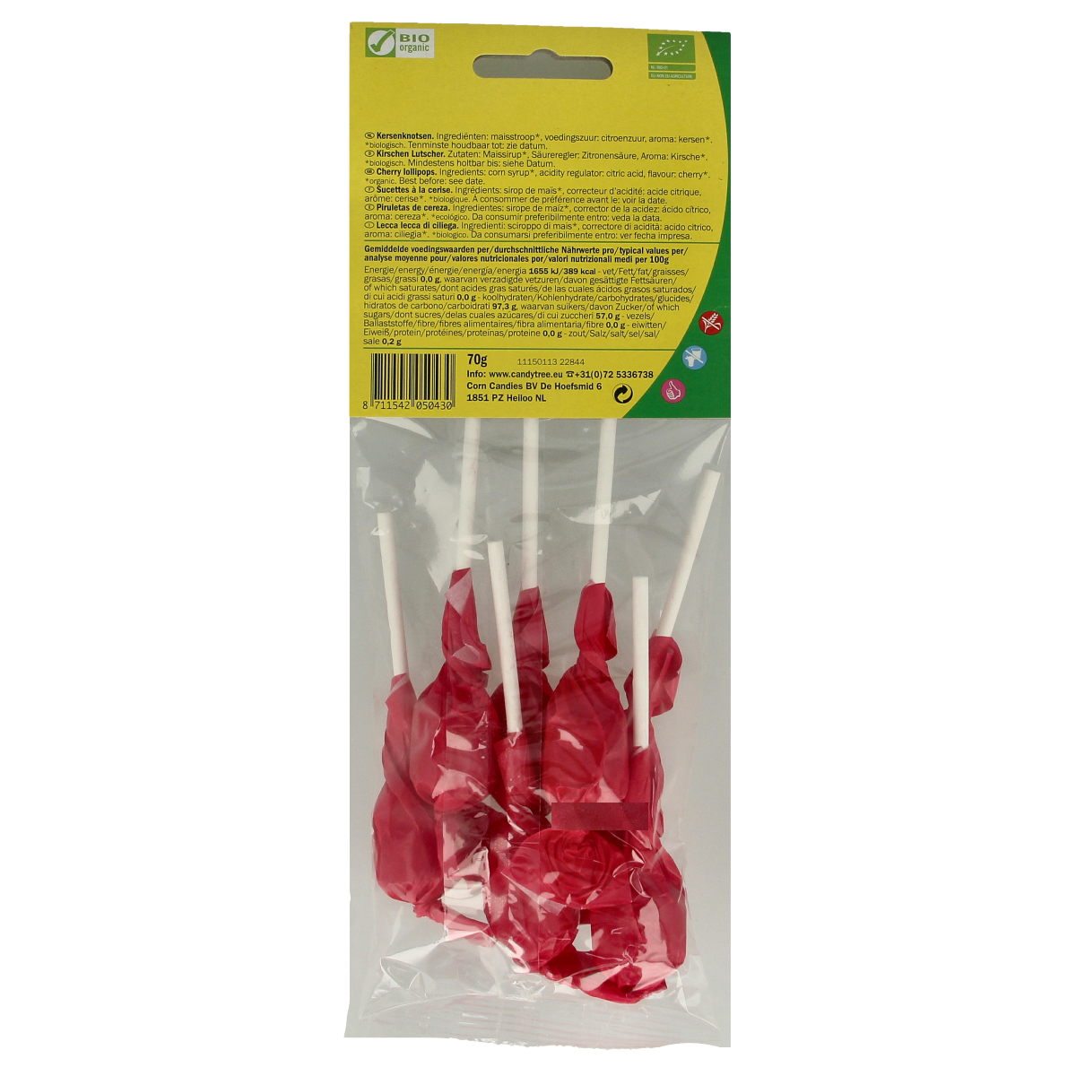 Candy Tree Kersenknotsen organic cherry-flavored candy knots, 7-piece pack, colorful and chewy snoepgoed.