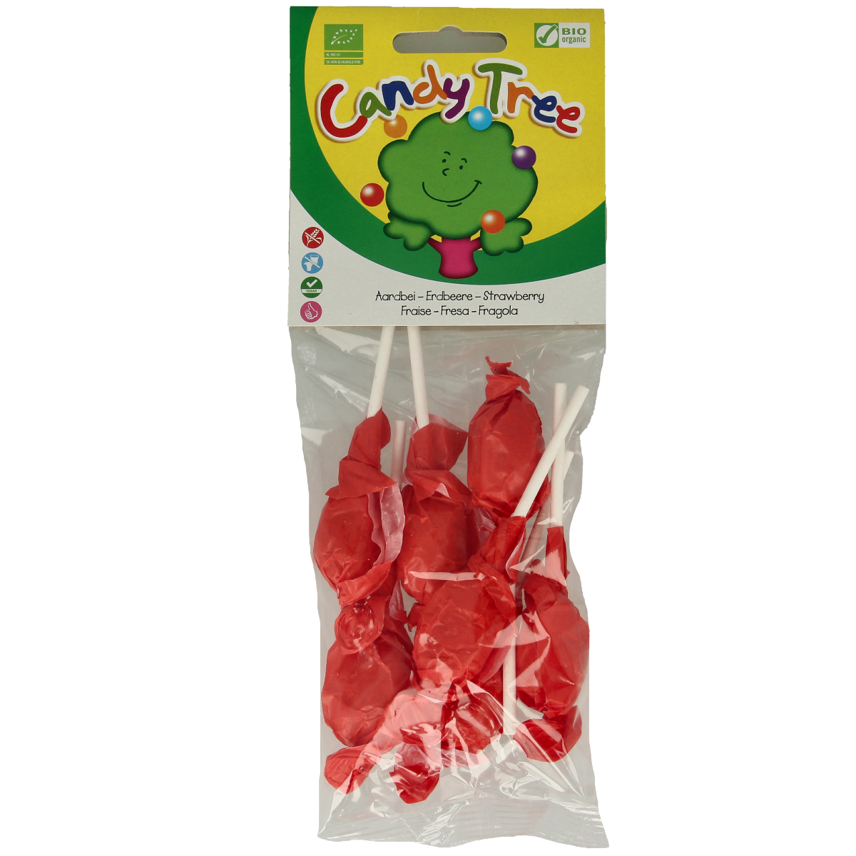 Candy Tree bio strawberry-flavored candy knots, 7-piece pack, colorful chewy snoepgoed with fruity taste.