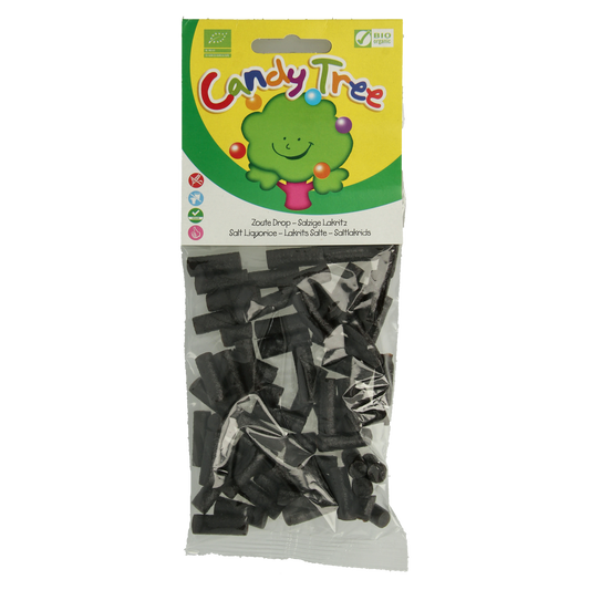 Candy Tree Dropjes zout glutenvrij bio, 100g, gluten-free organic candy with salt flavor, shown in the product image