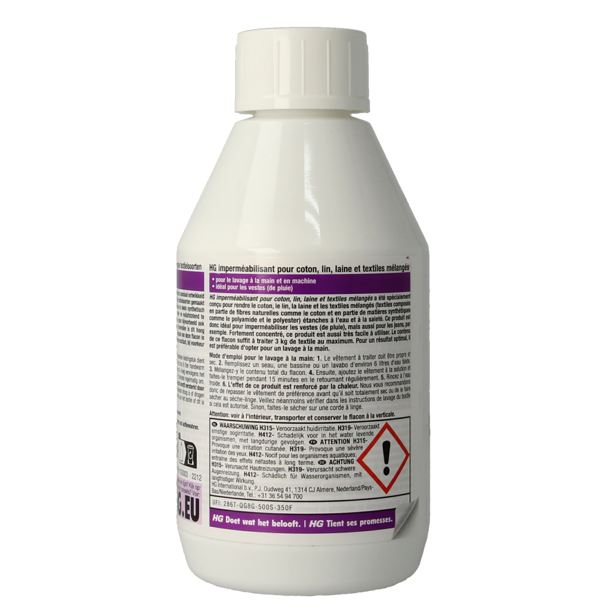 HG waterproof cotton linen wool cleaner in 300ml bottle, suitable for maintaining fabric and textile surfaces.