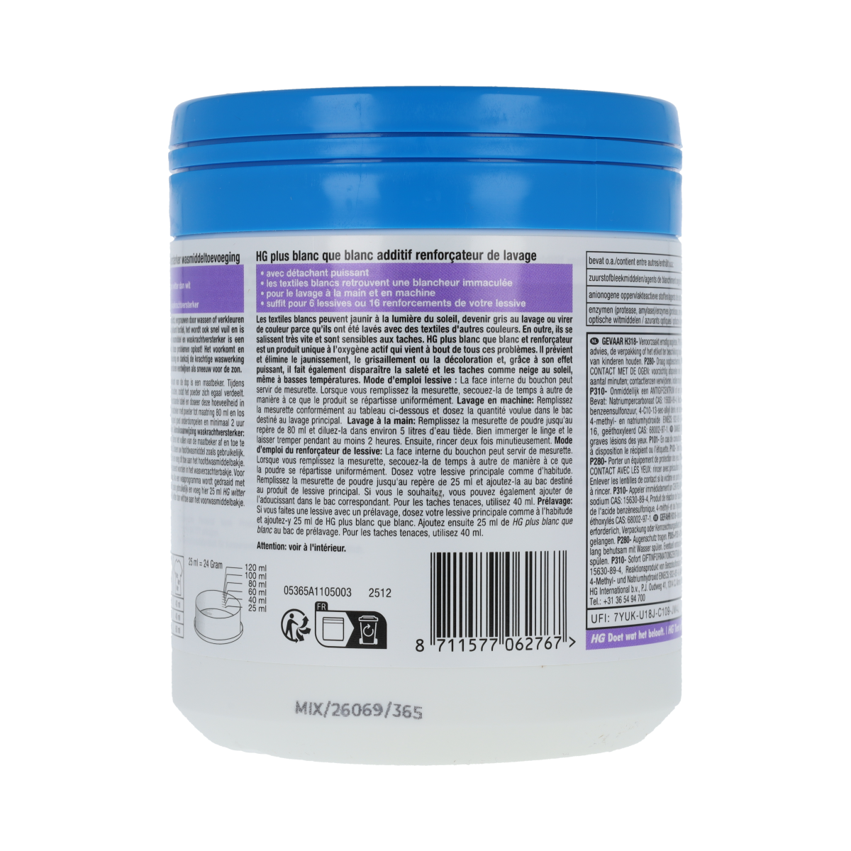 HG Witter Dan Wit waskrachtversterker 400g cleaning product, designed for effective cleaning and stain removal.