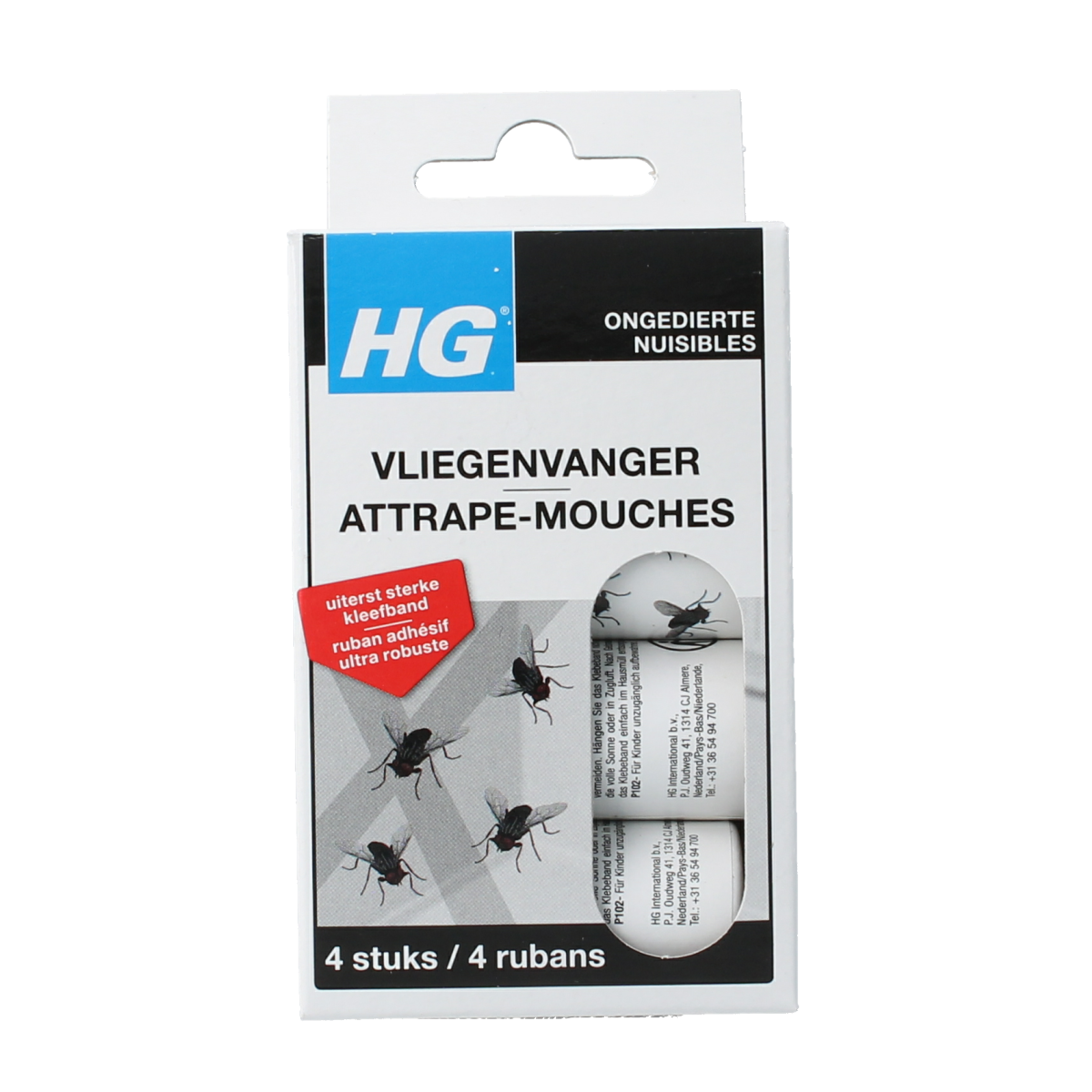 HG X vliegenvanger, 4-pack, insect trap for home and comfort, natural pest control device by HG in an image showing the product.