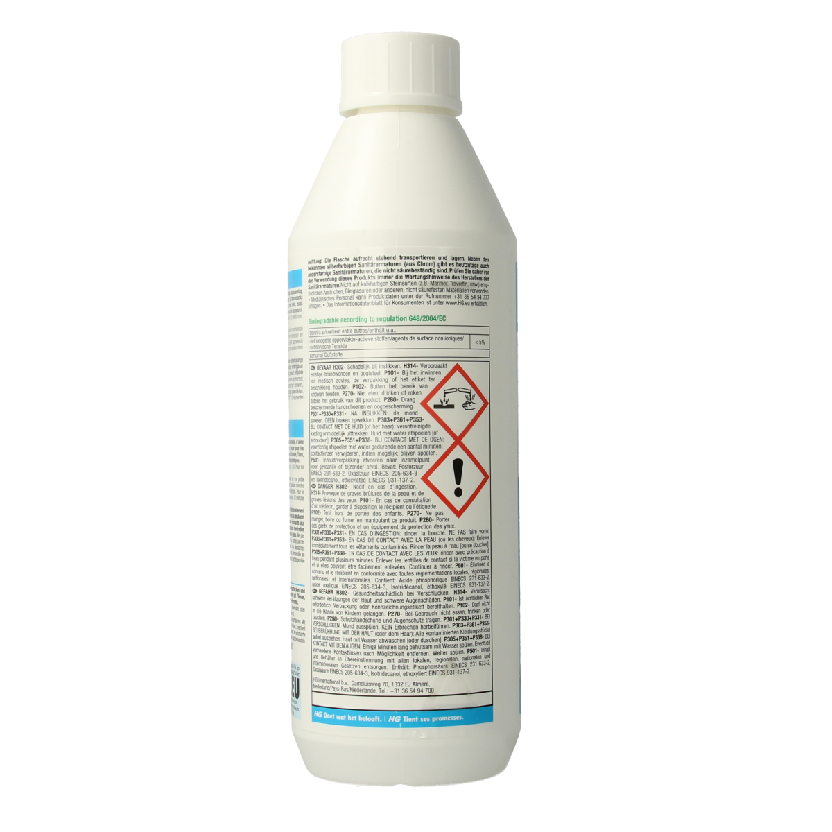 HG Kalkweg concentraat 500ml bottle, a cleaning product for removing limescale buildup from household surfaces.