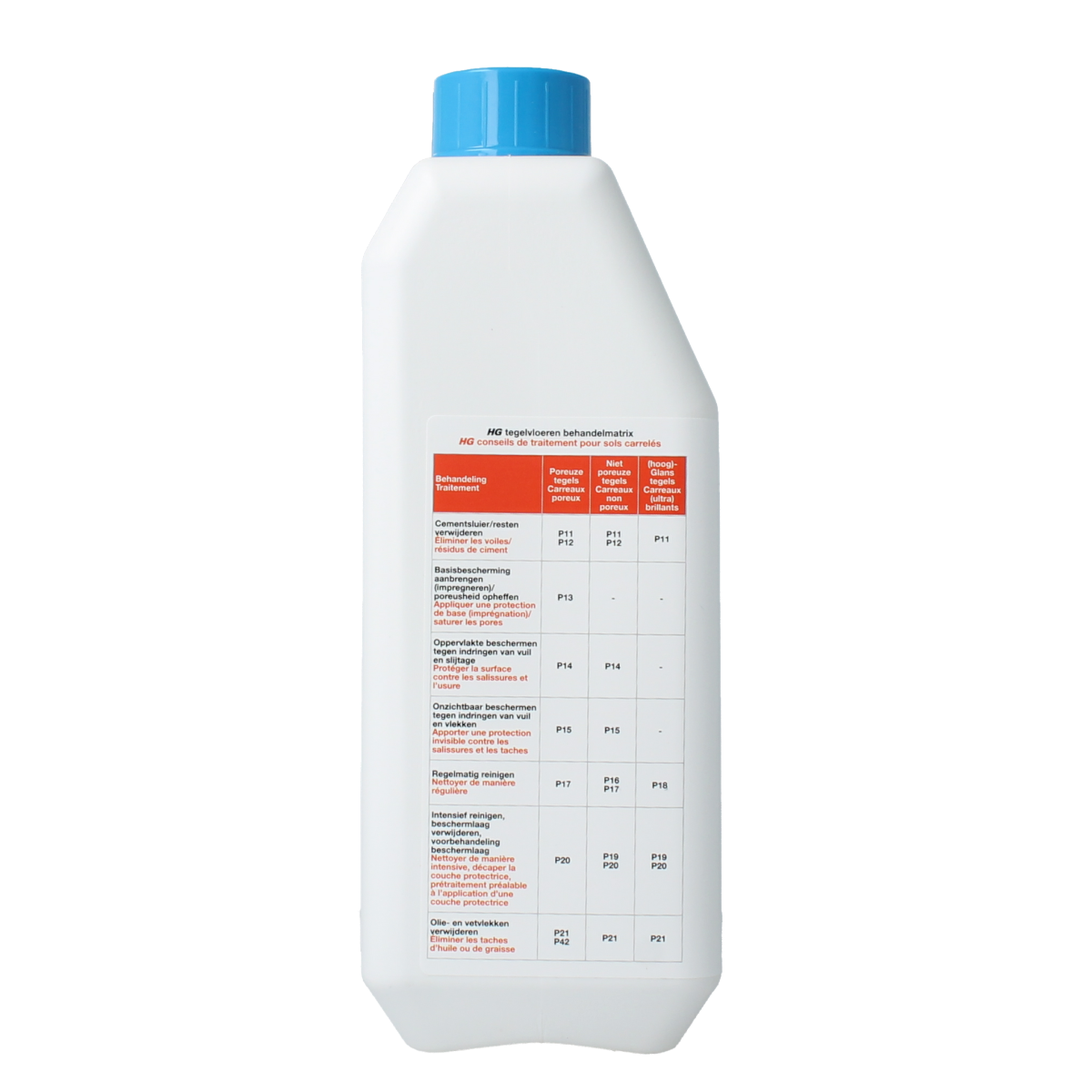 HG Tegelcementsluier verwijderaar in 1 liter bottle, a cleaning product for removing cement stains from tiles and surfaces.