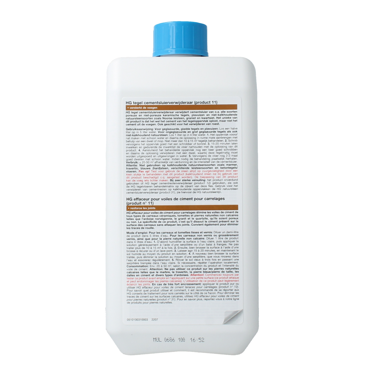 HG Tegelcementsluier verwijderaar 1L cleaning product for removing cement grout stains from tiles and surfaces.