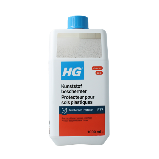 HG kunststof beschermer 1.00 liter, cleaning product in a bottle, designed for protecting plastic surfaces.