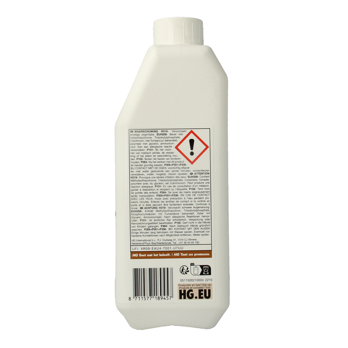 HG Tegelreiniger glans in a 1-liter bottle, a tile cleaner from HG for shiny, clean tiles in bathroom or kitchen.