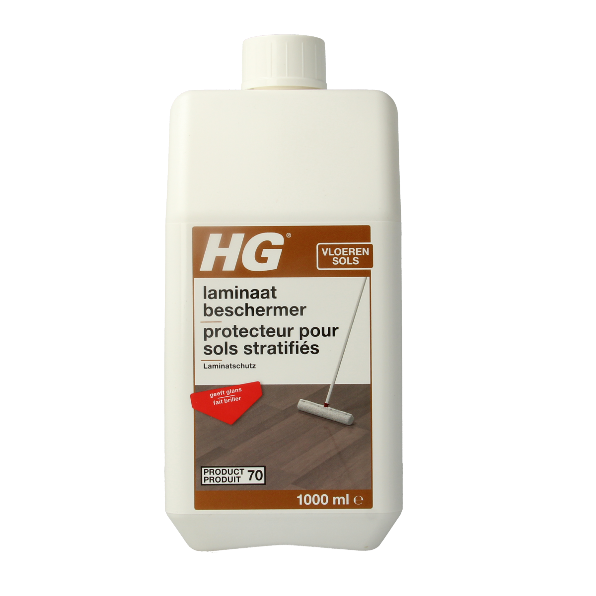 HG Laminaat beschermer spray bottle, 1 liter, a cleaning product for laminate flooring from HG, shown in the image.
