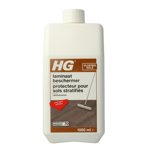 HG Laminaat beschermer spray bottle, 1 liter, a cleaning product for laminate flooring from HG, shown in the image.
