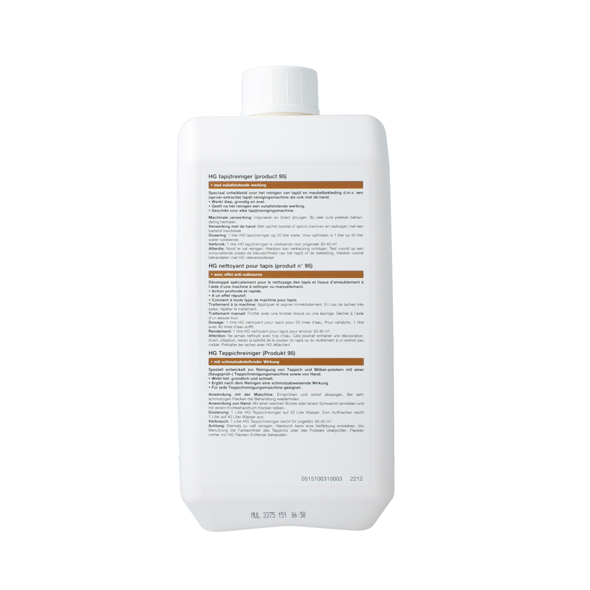 HG tapijtreiniger 1 liter in spray bottle, cleaning solution for carpets and upholstery, part of HG schoonmaakartikelen lijn