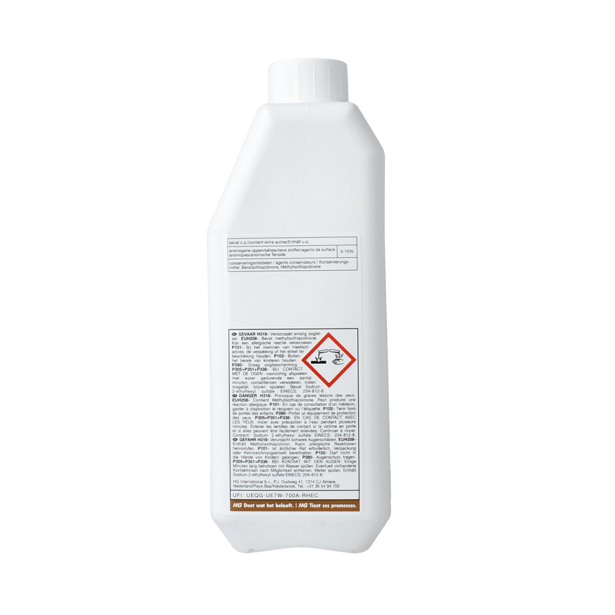 HG Tapijtreiniger 1.00 Liter in een sprayfles, geschikt voor het grondig reinigen van tapijten en vloerkleden.