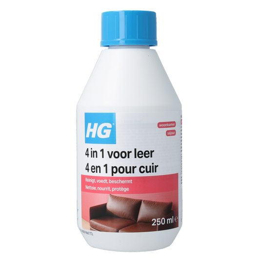 HG 4-in-1 leather cleaner spray bottle, 250ml, part of HG’s shoe cleaning and leather care products.