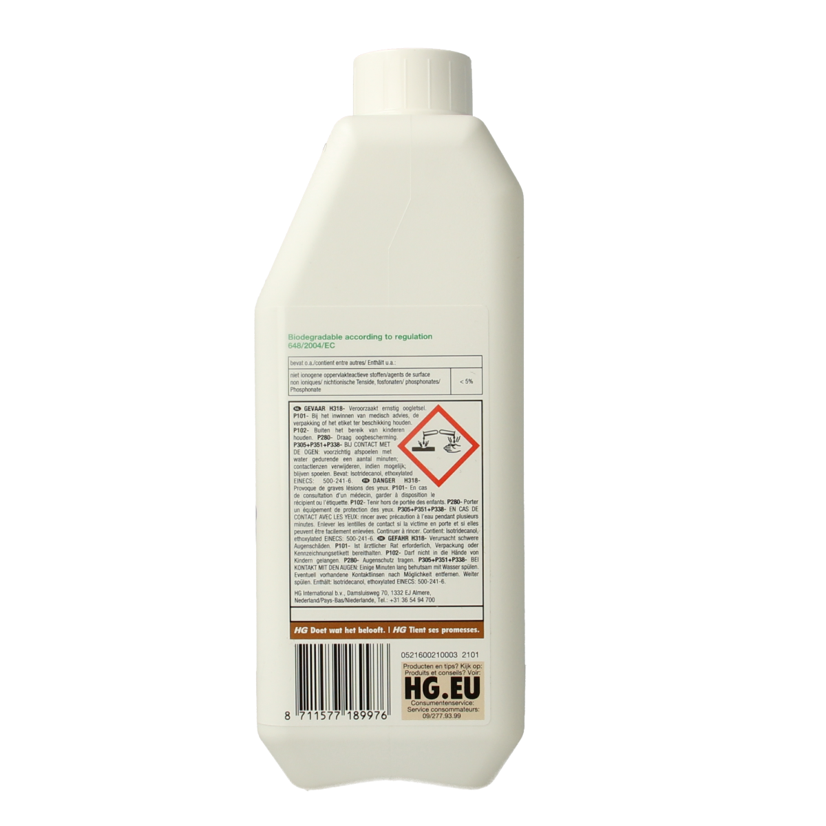 HG Natuursteen cementsluier verwijderaar 1L cleaning product for removing cement stains from natural stone surfaces.