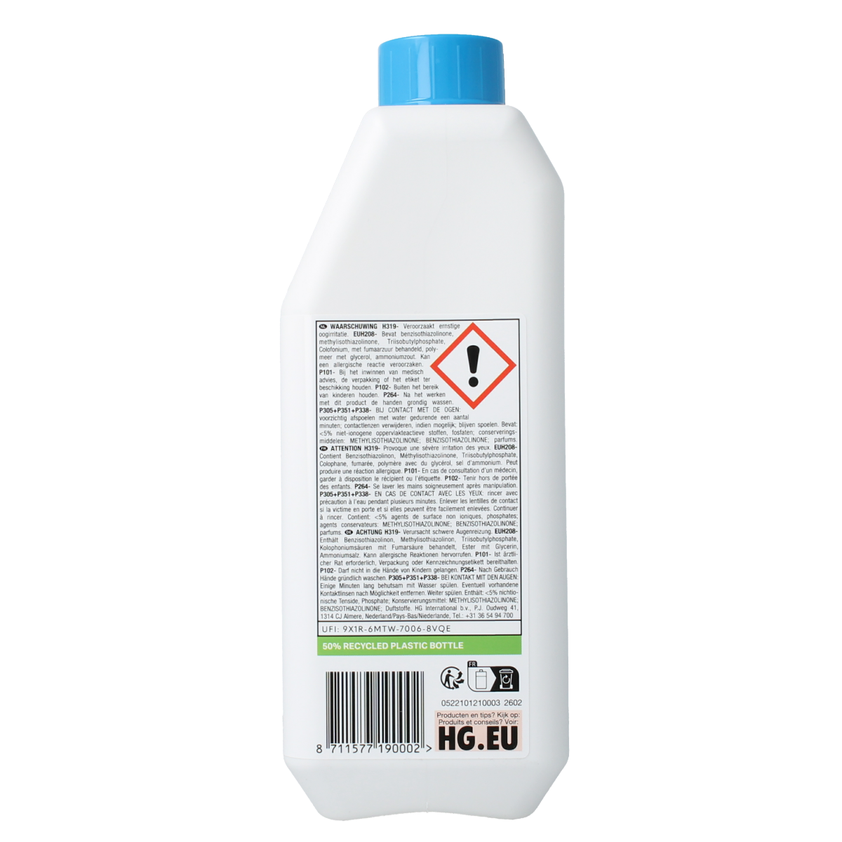 HG Natuursteen reiniger glans 1 liter bottle, natural stone cleaner with shine, suitable for maintaining natural stone surfaces.