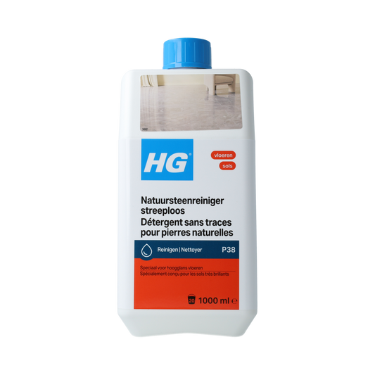 HG Natuursteen reiniger in 1 liter bottle, natural stone cleaner for streak-free cleaning of natural surfaces
