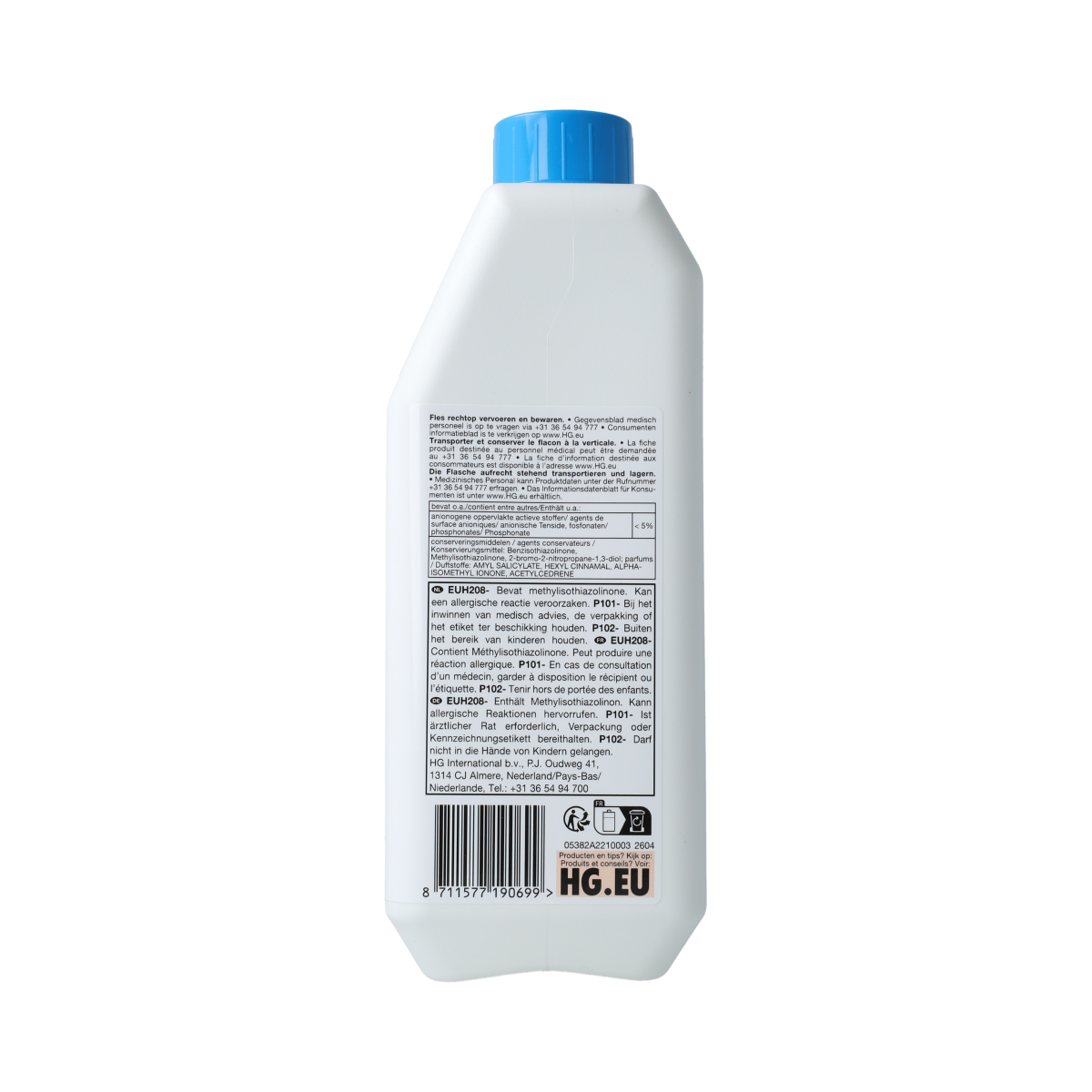HG Natuursteen reiniger in 1 liter for streak-free cleaning of natural stone surfaces, part of HG schoonmaakartikelen.
