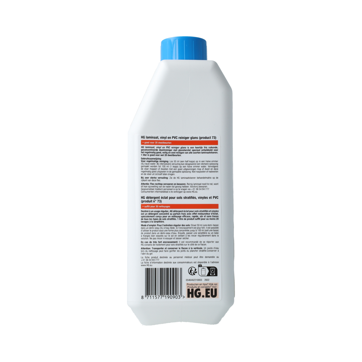 HG Laminaatreiniger glans in a 1-liter bottle, designed for cleaning and shining laminate floors, from HG schoonmaakartikelen.