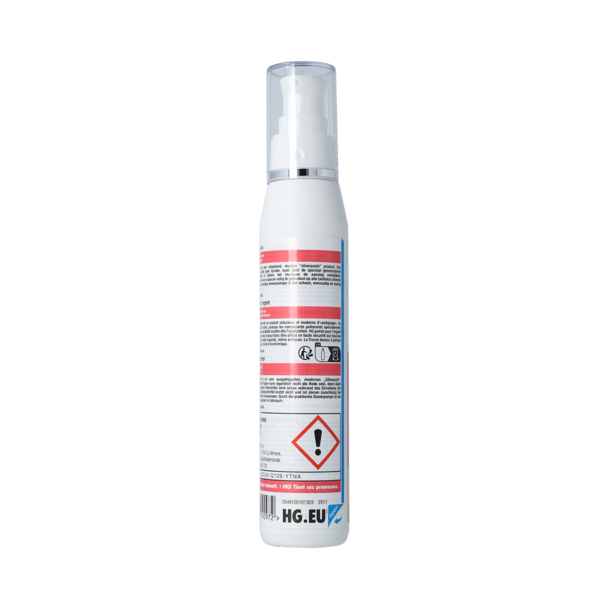 HG Zilverpoets 125ml silver polish cleaner in a bottle, designed for cleaning and shining silverware and jewelry.