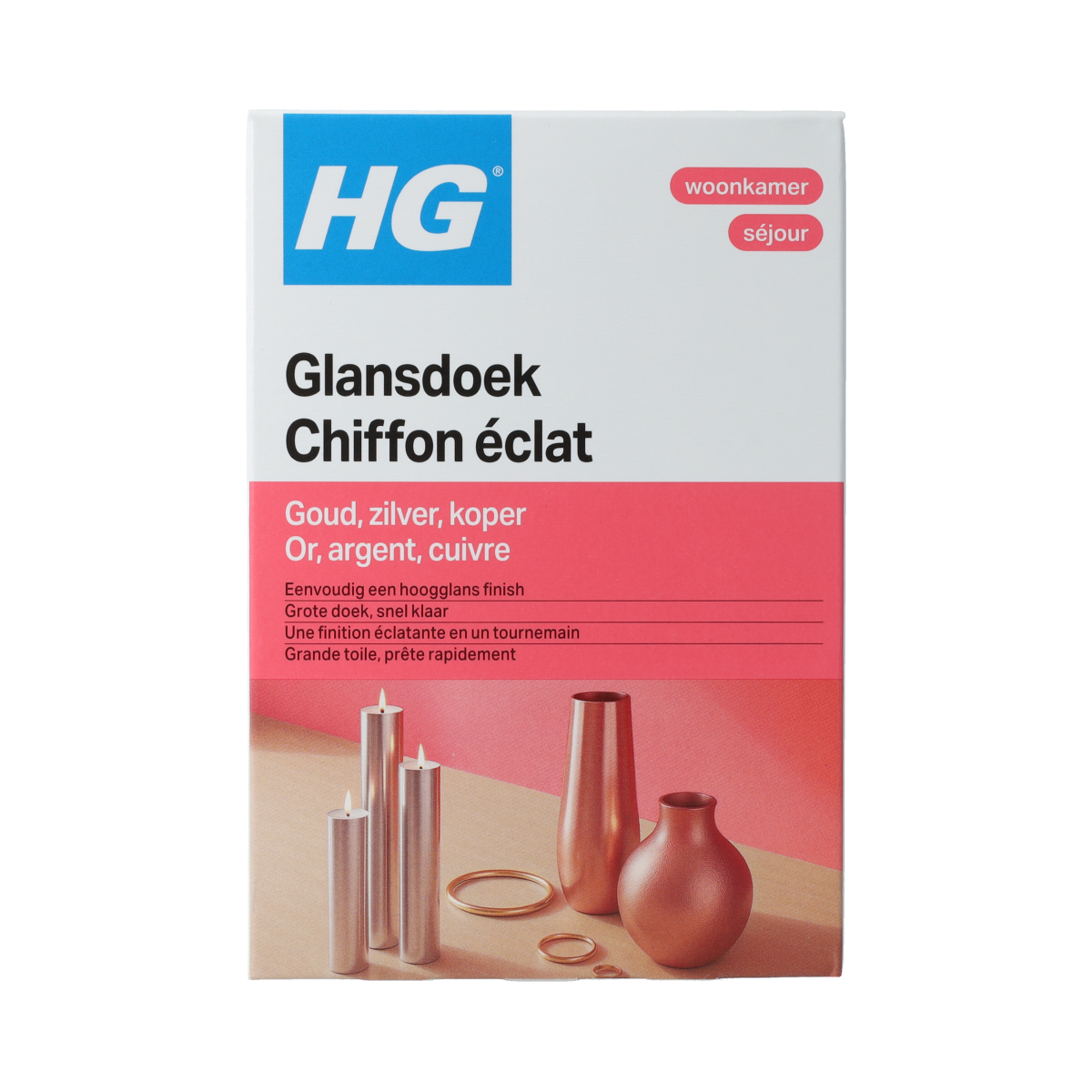 HG Zilver glansdoek for cleaning, showing a silver cloth in use, part of HG's cleaning accessories collection.