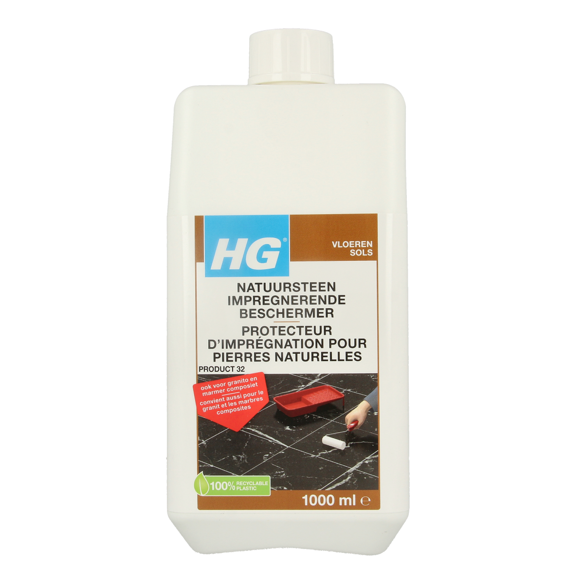 HG Natuursteen impregnerende beschermer 1.00 liter in spray bottle, designed for cleaning and protecting natural stone surfaces.