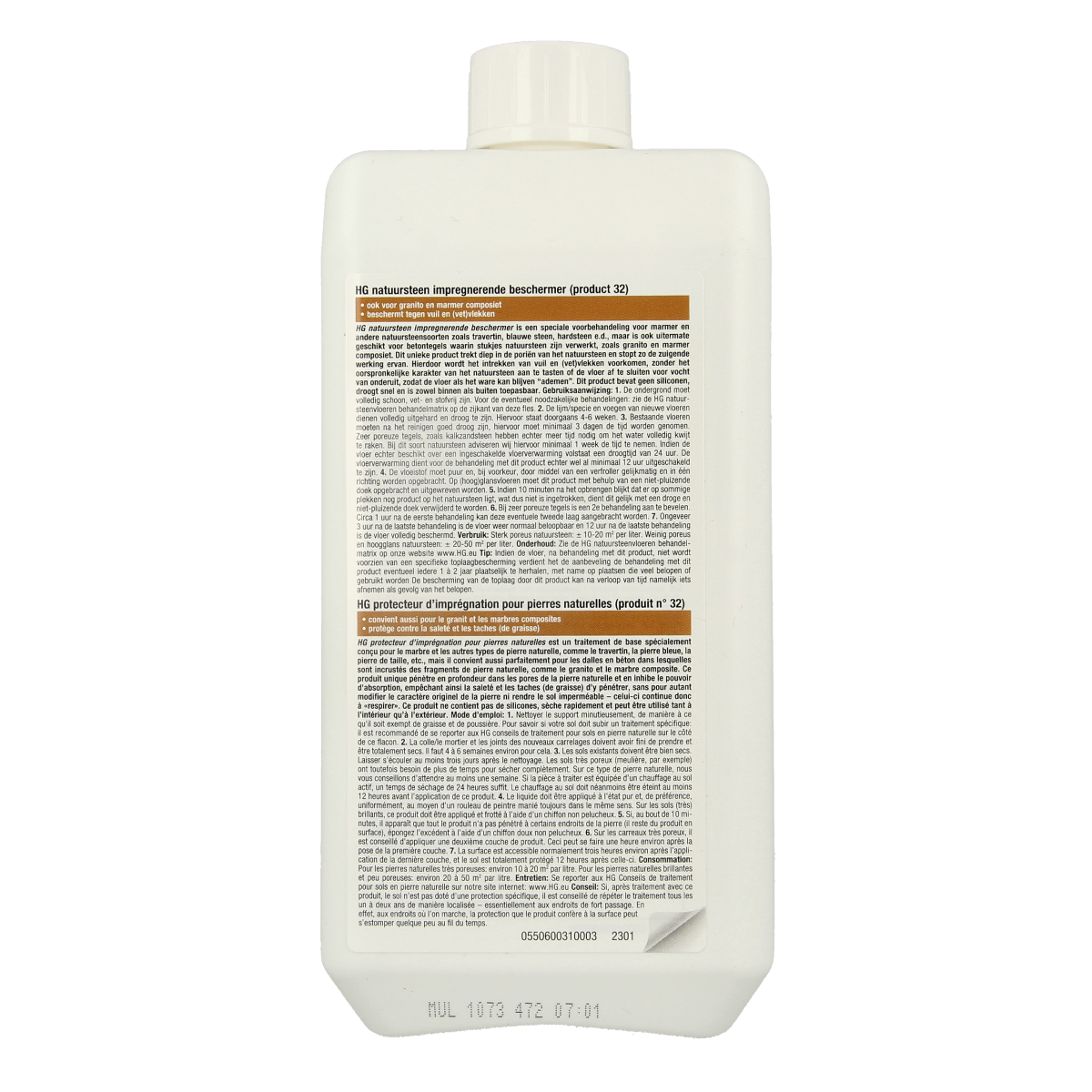 HG Natuursteen impregnerende beschermer 1 liter, a natural stone protector spray for cleaning and sealing surfaces.