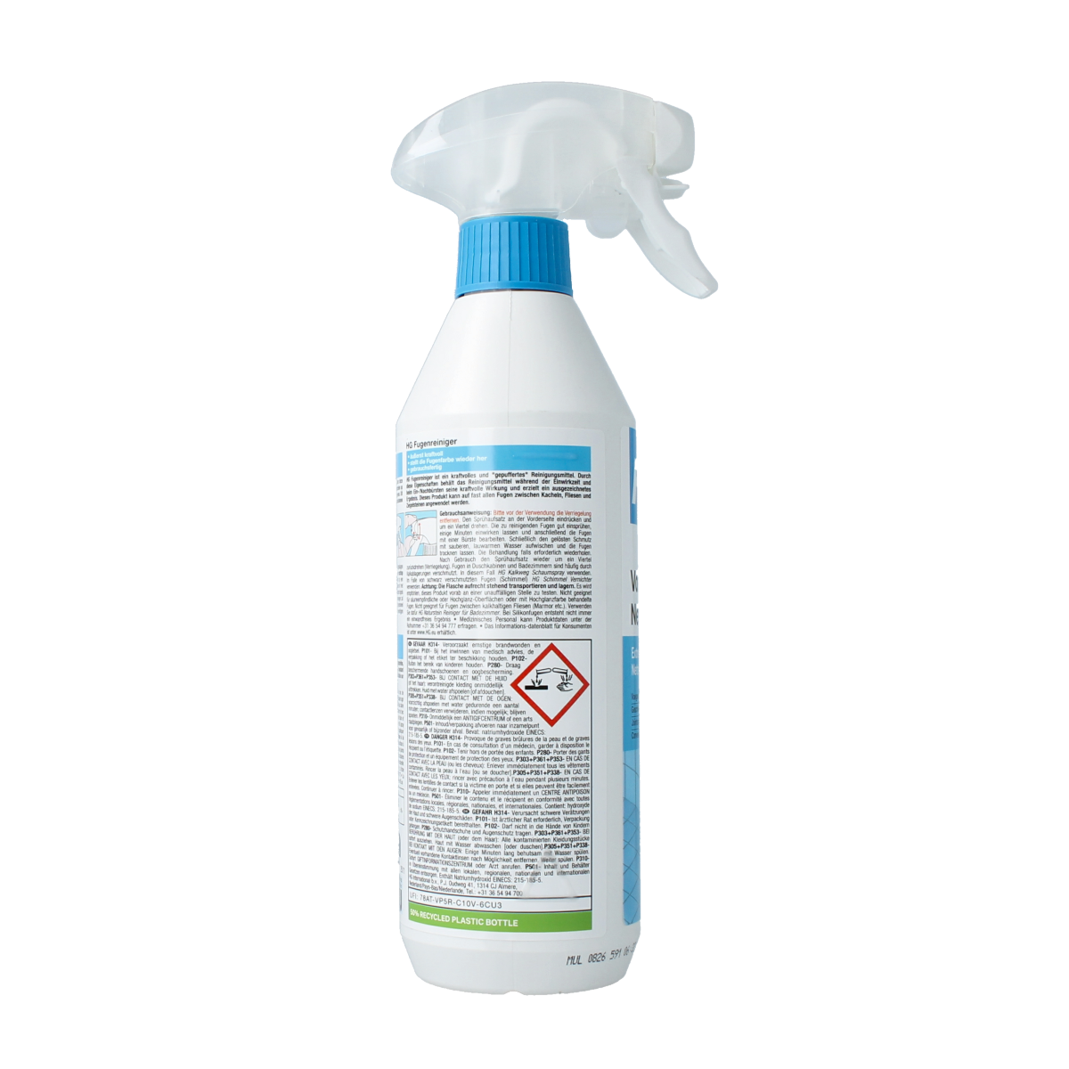 HG Voegenreiniger 500ml cleaning product for grout and tile joints, with a spray nozzle for easy application.