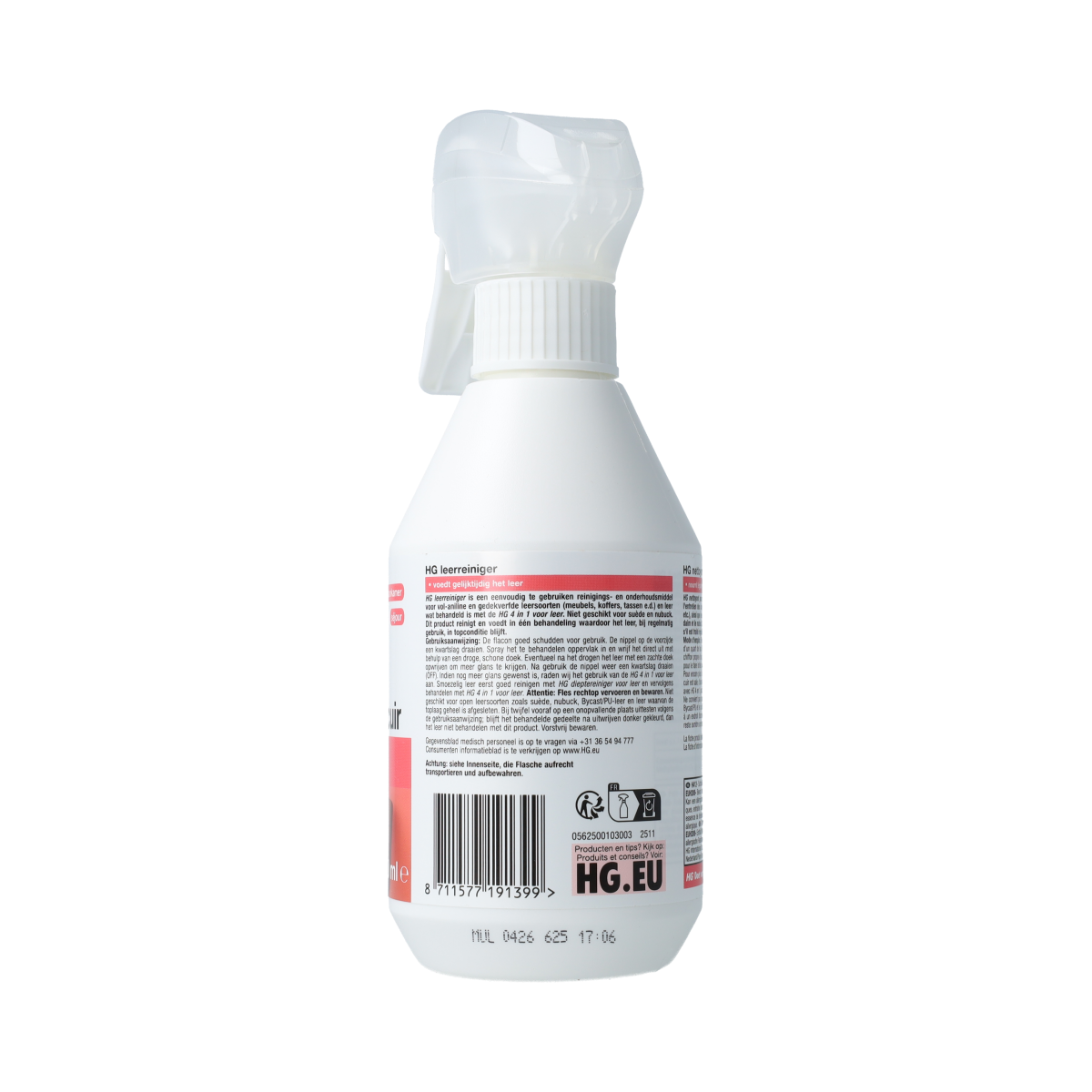 HG Leerreiniger 300ml bottle for cleaning and caring for leather furniture and accessories.