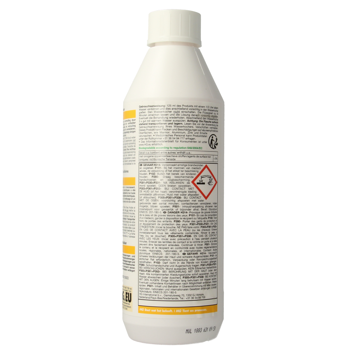 HG water kettle cleaner and descaler 500ml, cleaning product for removing limescale from kettles and appliances