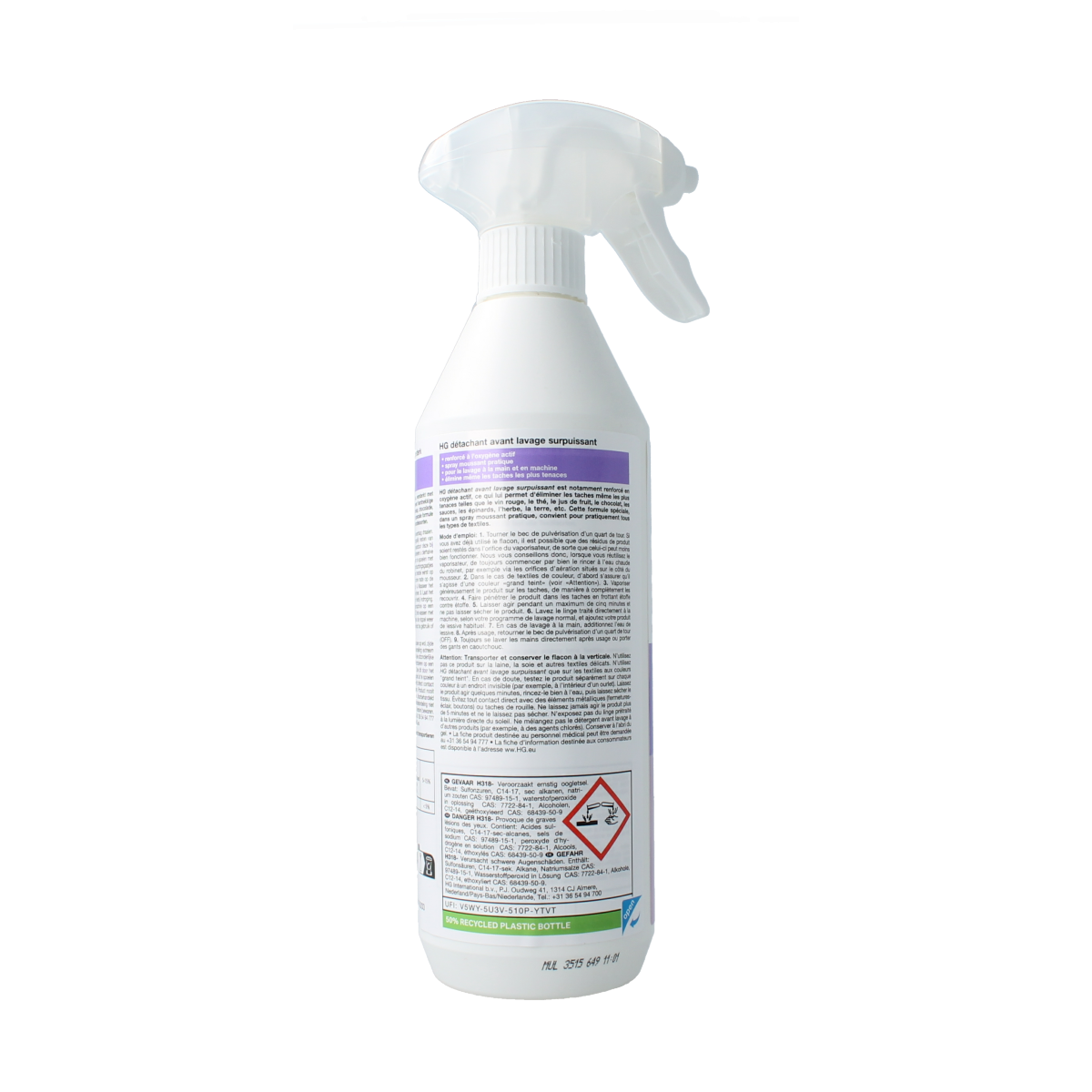 HG Vlekkenvoorbehandeling extreem sterk cleaning product in a 500ml bottle, used for stain removal and fabric treatment.
