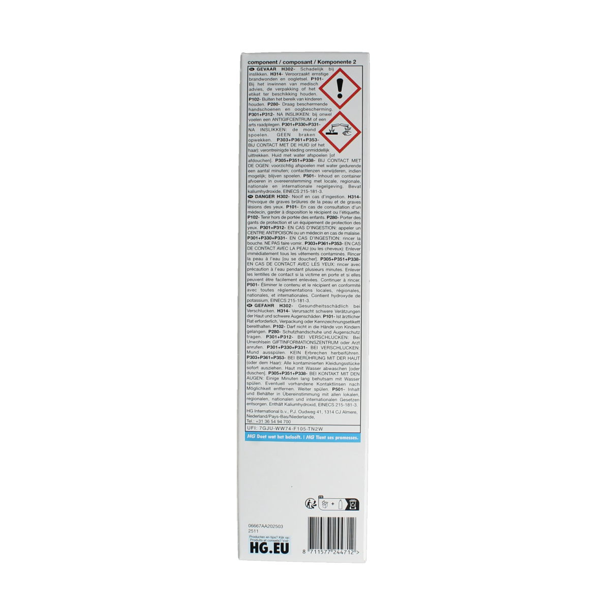 HG Haarontstopper 450ml cleaning product in a white bottle with a spray nozzle, designed for removing hair blockages.