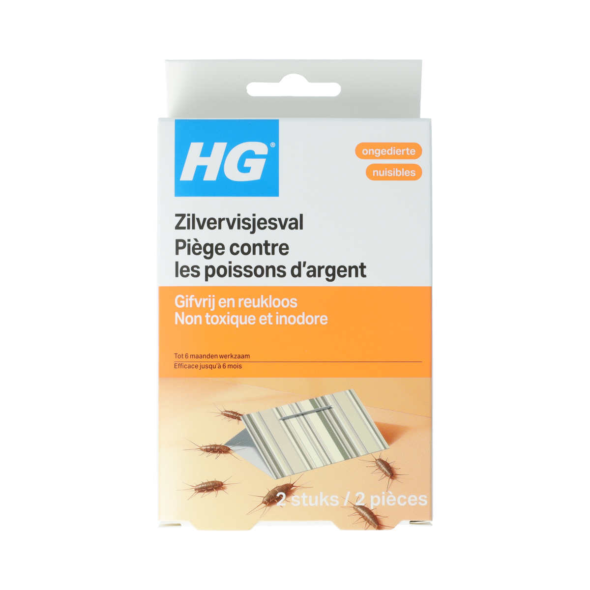HG pest control with zilvervisjesval for effective silverfish extermination, featuring a 1.00-stuck pesticide product.
