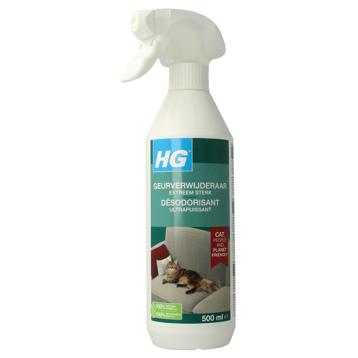 HG Geurverwijderaar extreem sterk kattengeur, 500 ml, schoonmaakartikel voor het verwijderen van hardnekkige geuren.