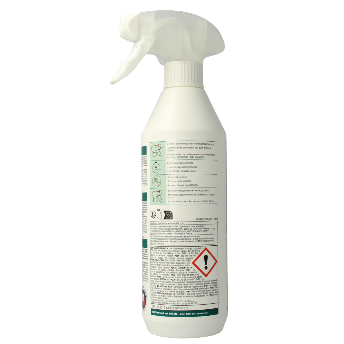 HG Vlek en geur weg kat cleaner in 500ml bottle, a specialized cat stain and odor remover from HG.