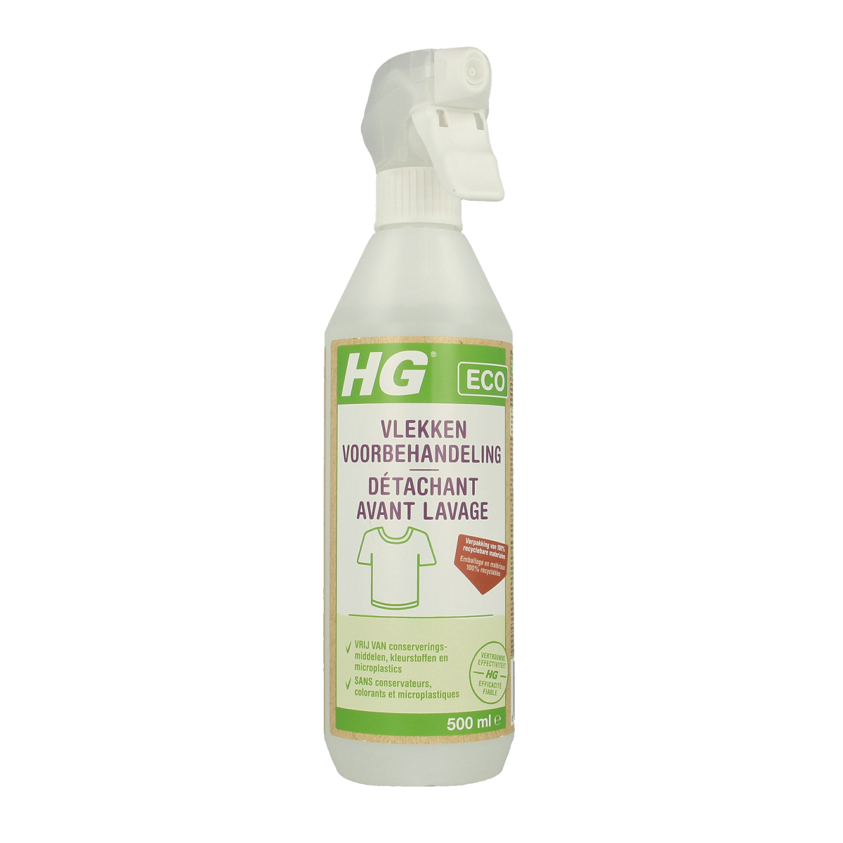HG Eco vlek voorbehandeling, 500ml, eco-friendly stain remover for cleaning fabric and upholstery.