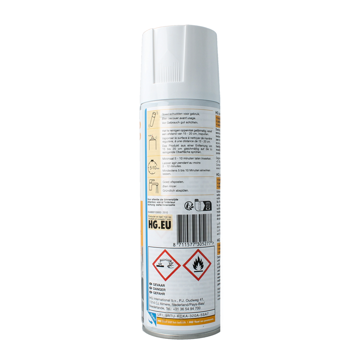 HG Power Foam Kitchen cleaner in 300ml bottle, showing foaming cleaning product for kitchen surfaces and appliances.