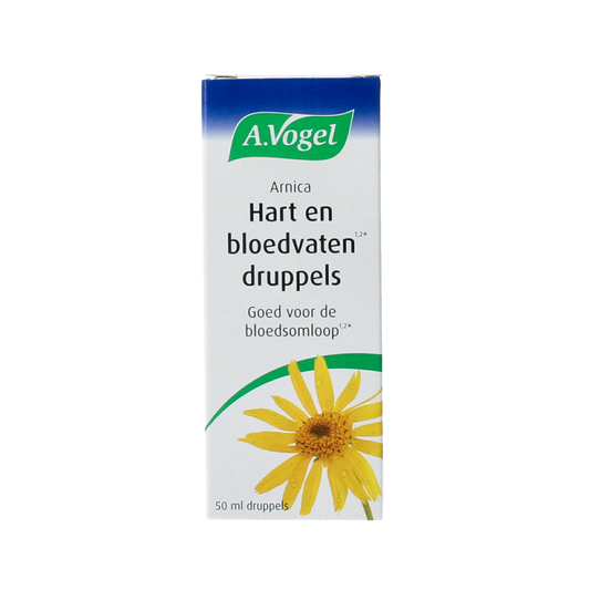 A Vogel Arnica herbal preparation in a 50ml bottle, designed for circulatory and vascular support, with a label showing brand and product details.